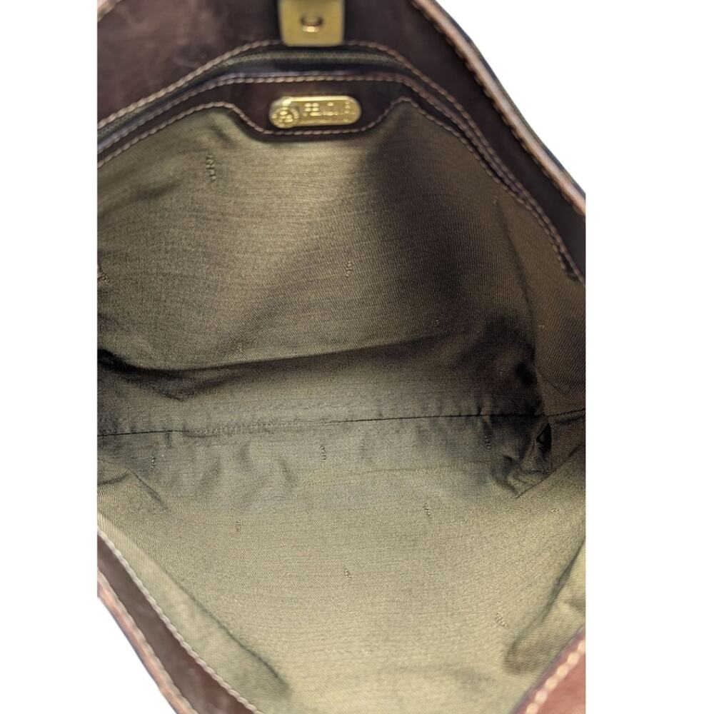 Vintage Fendi Zucca Shoulder Bag Hobo Tobacco FF Gold Hardware Brown Black - Picture 9 of 12